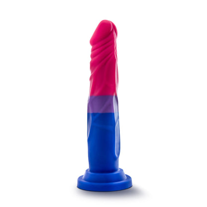 Bisexual pride-colored silicone dildo with a straight shaft, tapered head, and suction base, made from smooth Purio™ silicone.
Keywords: bisexual pride dildo, Avant dildo, straight shaft dildo, tapered head dildo, suction cup dildo, harness-compatible dildo, body-safe silicone dildo, colorful dildo, Purio silicone, artisan-crafted dildo.