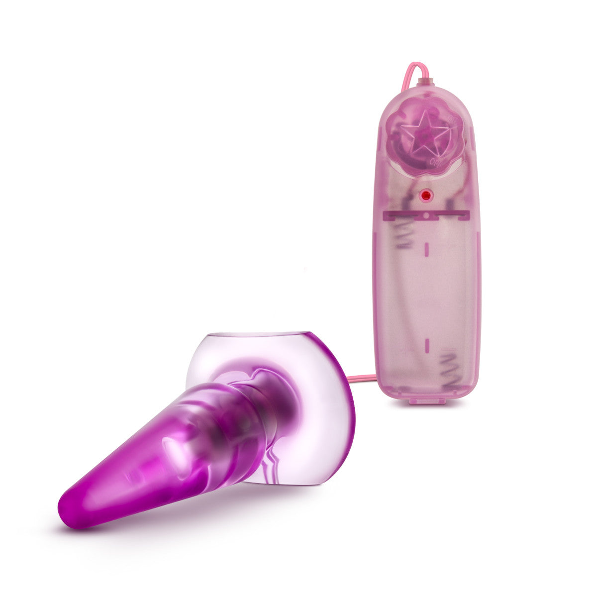 B Yours Basic Pleaser Vibrating Anal Plug, beginner-friendly, adjustable speeds, splashproof, PVC, available in blue and pink.
Keywords: vibrating anal plug, beginner anal toy, adjustable-speed anal plug, remote-control anal plug, waterproof anal plug, non-porous PVC plug, body-safe anal plug, blue vibrating anal plug, pink vibrating anal plug, anal plug for beginners.