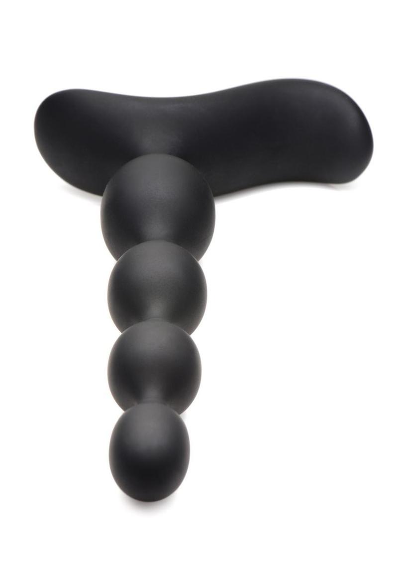 Zeus Shock Beads 80x Vibrating and E-Stim Rechargeable Silicone Anal Beads with Remote Control - Black