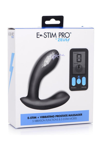 Zeus Vibrating and E-Stim Silicone Rechargeable Prostate Massager with Remote Control - Black

E-Stim Pro Silicone Prostate Vibe with remote control, 5 vibration functions, and 5 electrostimulation modes.
E-Stim Pro, prostate vibe, silicone prostate massager, electrostimulation prostate toy, vibrating anal toy, remote control prostate vibrator, Zeus electrosex, rechargeable prostate vibe, body-safe anal toy, prostate and perineum stimulator