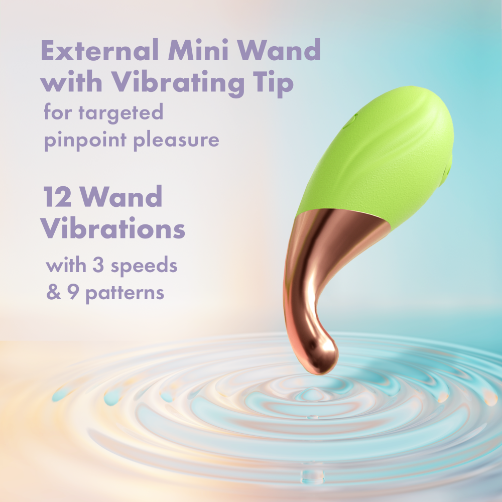 Green 4-piece vibrator set with mini wand, vibrating egg, wireless remote, and USB charging case for travel-friendly pleasure.
Keywords: vibrator set, mini wand vibrator, vibrating egg, remote control egg, USB charging case, travel-friendly vibrator, pinpoint stimulation, 12 vibration modes, body-safe silicone, phthalate-free, compact pleasure set, Blooming Bliss, wireless vibrator