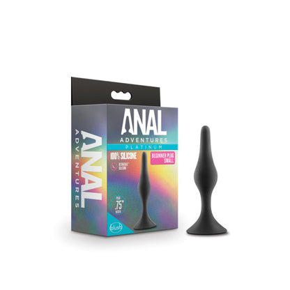 Item shown with packaging which reads anal adventures platinum 100% silicone, beginner plug