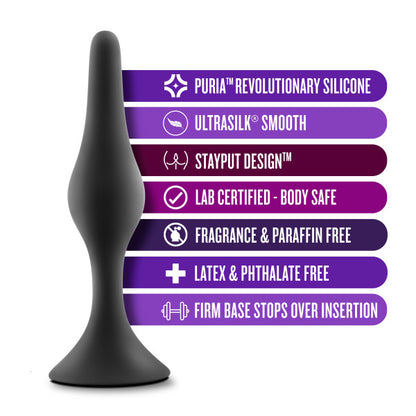 Inforgraphic. Puria revolutionary silicone ultra silk smooth stay, put design lab, certified body, safe fragrance and paraffin, free latex and stay late. Free firm base stops over insertion