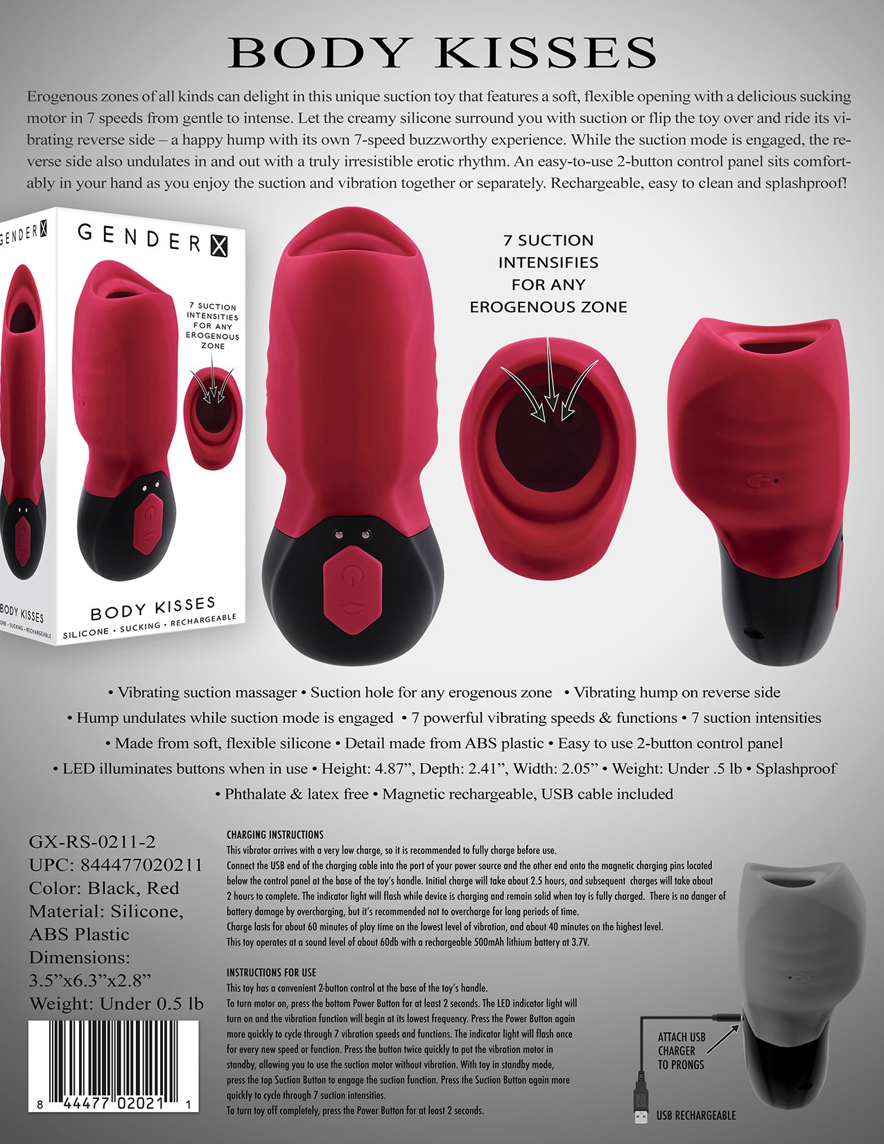 Gender X Body Kisses ♥ Suction massager + dual-stimulation toy