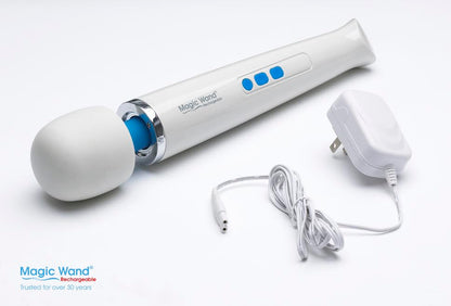 Magic Wand Rechargeable cordless massager with a soft silicone head, flexible neck, four speeds, and deep vibrations, delivering up to 6,300 RPM.

Magic Wand Rechargeable, cordless Magic Wand, Hitachi wand, rechargeable massager, 6,300 RPM massager, silicone head massage wand, four-speed massager, iconic Magic Wand, powerful massage wand, plug-and-play vibrator, Magic Wand with vibration patterns.